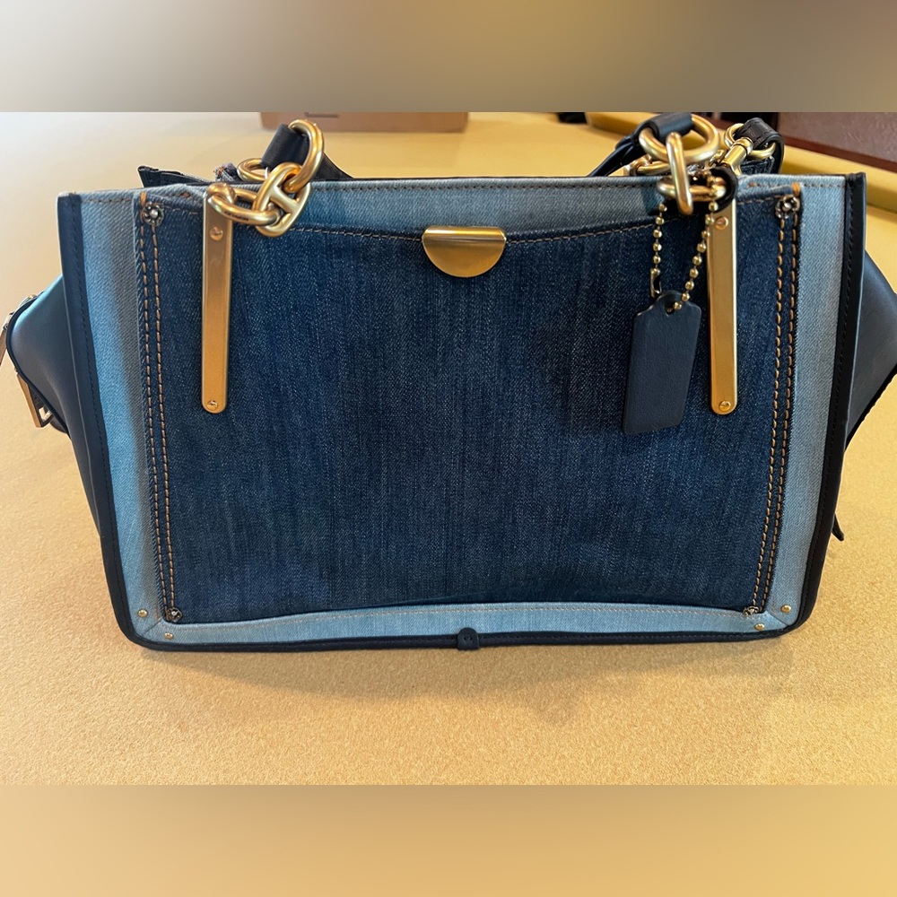 Coach Denim Dreamer Clock Denim Gold hardware Women's handbag/Shoulder Strap